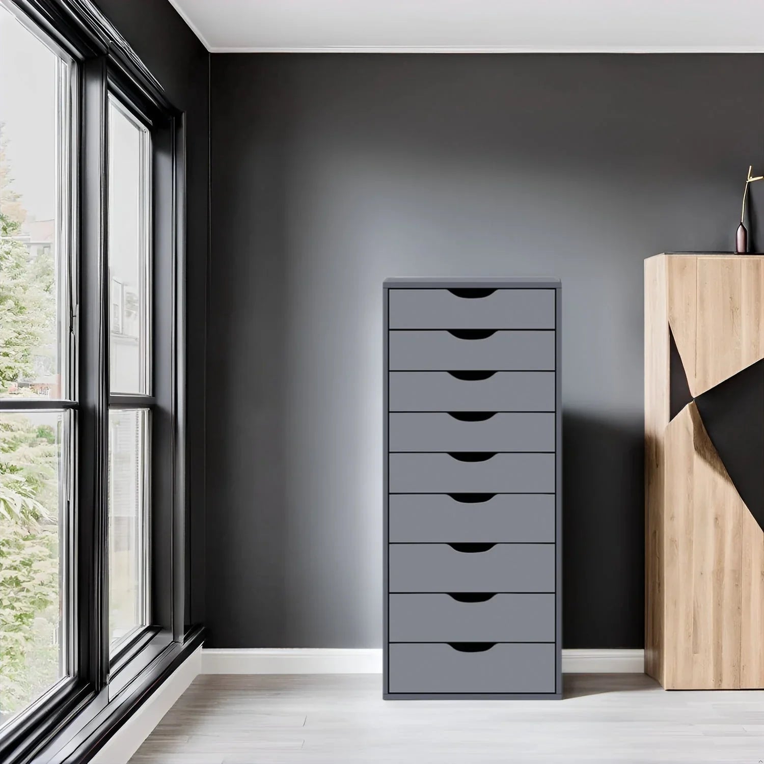Narrow Wooden 9-Drawer Cabinet with Smooth-Glide Drawers and Top Storage Shelf – Image 13