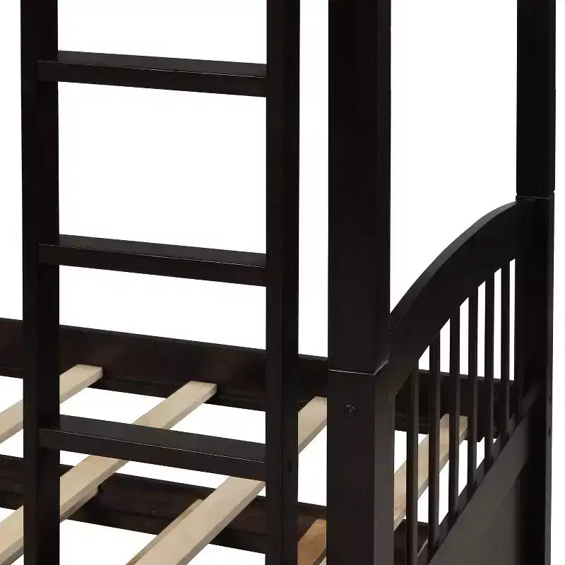 Twin Bunk Bed with Ladder, Safety Rail, Twin Trundle Bed with 3 Drawers for Teens Bedroom, Guest Room Furniture – Image 8