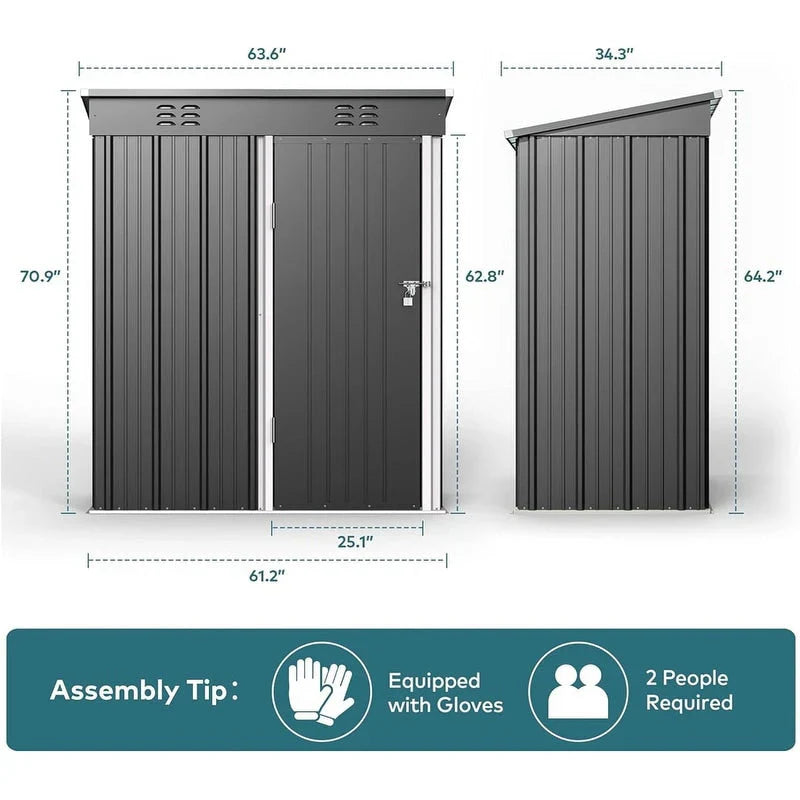 Outdoor Storage Metal Shed Garden Tool Shed with Lockable Door for Patio Furniture and Tools – Image 4