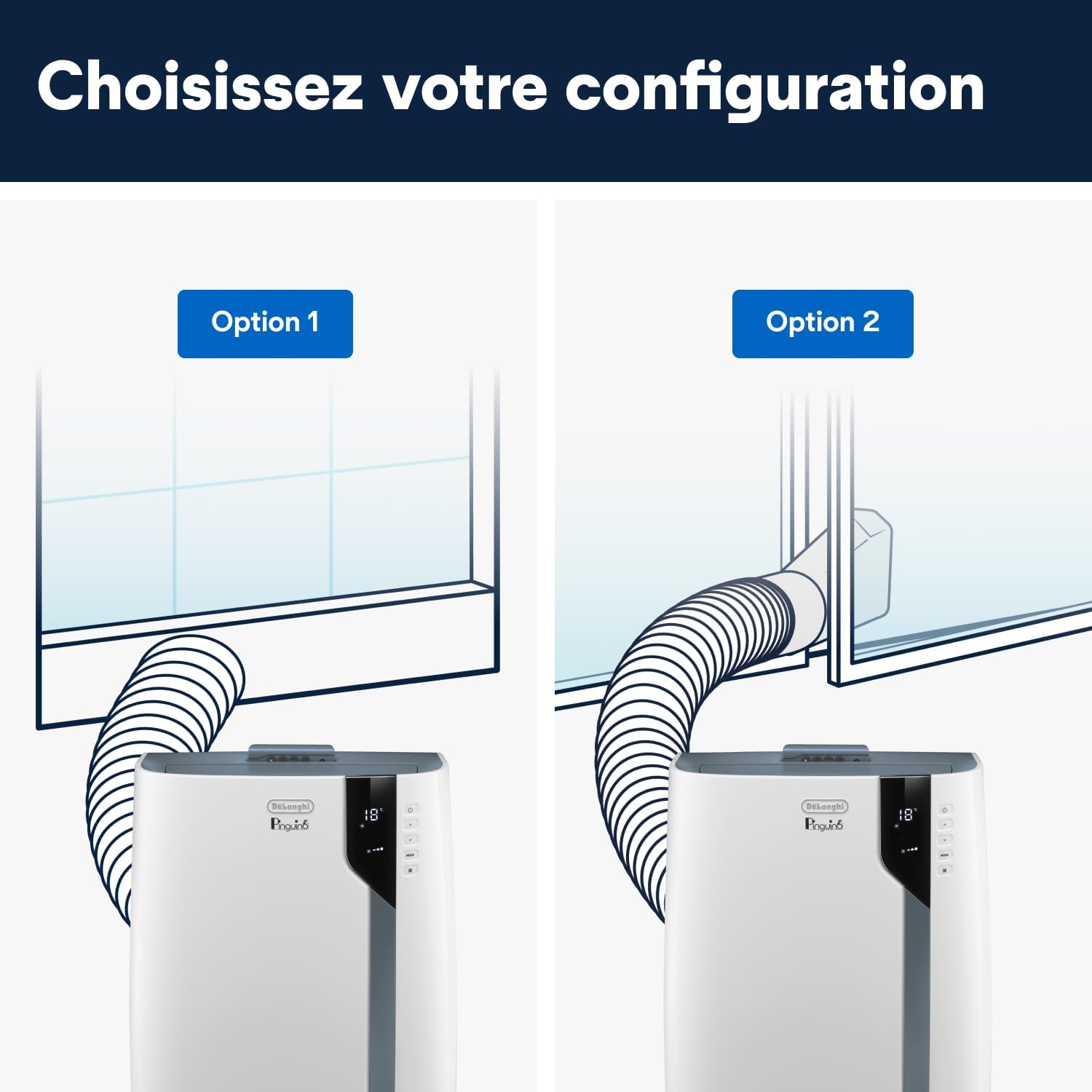 De'Longhi Pinguino PAC EX105 Climatiseur mobile avec technologie EcoRealFeel 10 000 BTU/h, pour pièces jusqu'à 100 m³, fonction déshumidification et ventilation, minuterie 24 heures, classe – Image 7