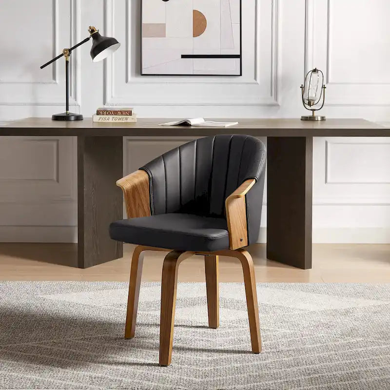 Bentwood and PU Swivel Dining Chairs (Set of 2) – Image 11