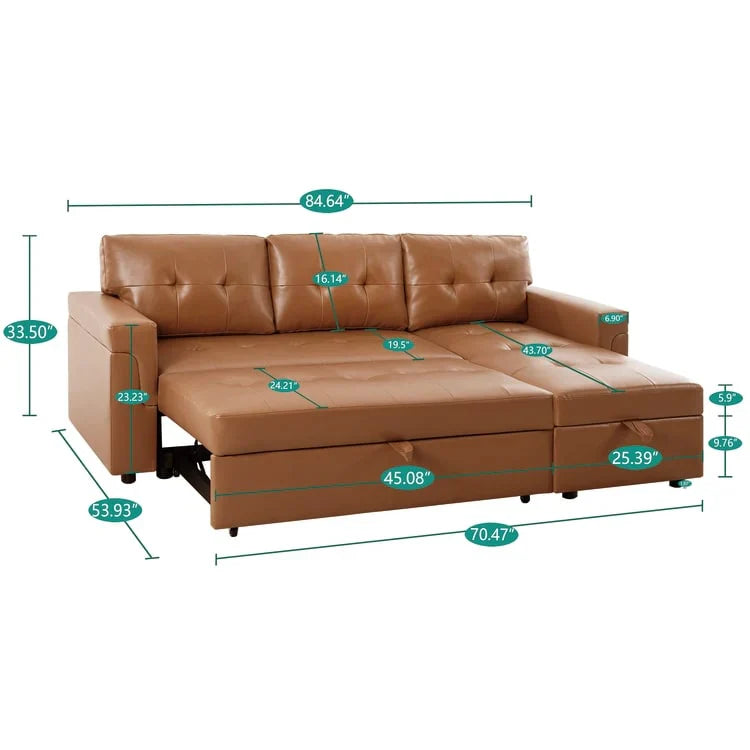 Convertible Reversible Sectional Sofa with Pull-Out Sleeper Bed, Hidden Storage Chaise, and Durable Legs – Image 68