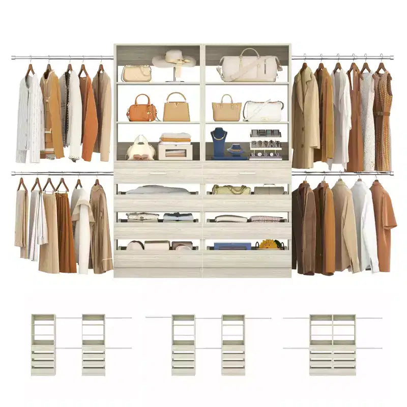 Besiost Closet System with 8 Wooden Drawers and 4 Hanging Rods – Image 16