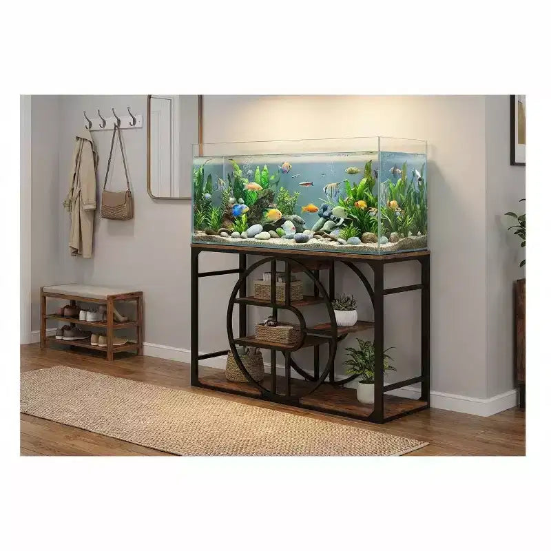 55-75 Gallon Metal Aquarium Stand, Heavy-Duty Fish Tank Stand with Storage Cabinet, Multi-Tier Fish Tank Stand with Thickened Legs, Suitable – Image 3