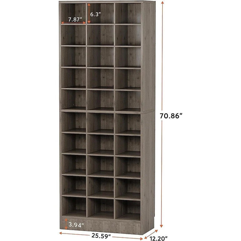 30 Pairs Tall Shoe Cabinet, 10 Tiers White Wooden Shoe Storage Rack for Closet, Entryway - 10-tier – Image 9