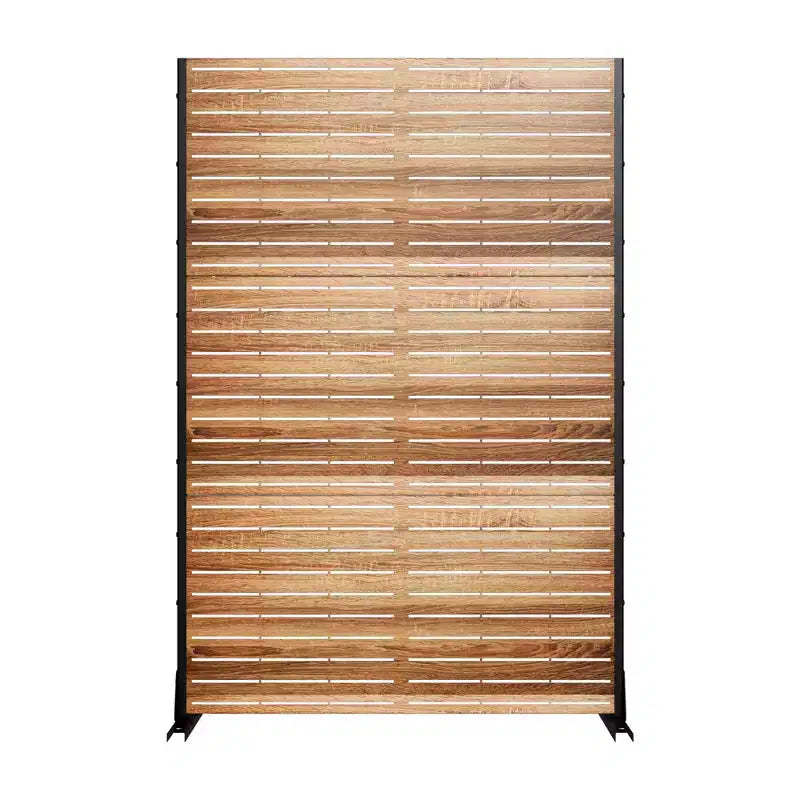 MAYEERTY 72 inch Room Divider with Galvanized Frame Wood Gain Privacy Screen Garden Fence Patio Beige – Image 6
