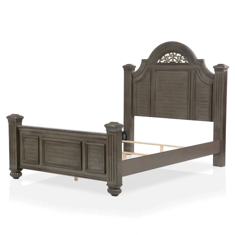 5-Piece Traditional Poster Bedroom Set, Grey Wood Finish, Classic Style – Image 5