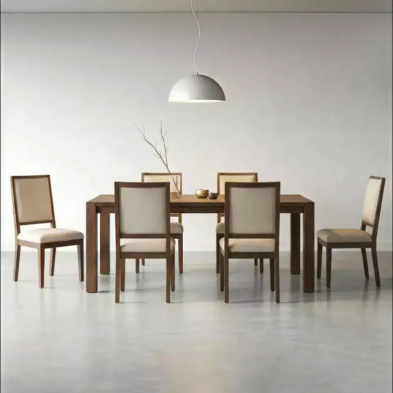 Modern Dining Set - 80 Table + 6 Cushioned Chairs, Solid Wood Frame, 400lbs Table Capacity, Easy Assembly – Image 31