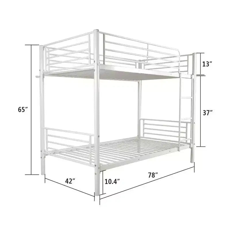 Karl Home Twin Over Twin Steel Bunk Bed Frame Ladder Bedroom Dorm Room for Kids Adult Children – Image 23