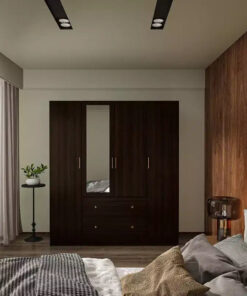 Alternative view of Hitow Armoire 2-Large Drawer Center Hanging Area with Mirror Minimalist Style
