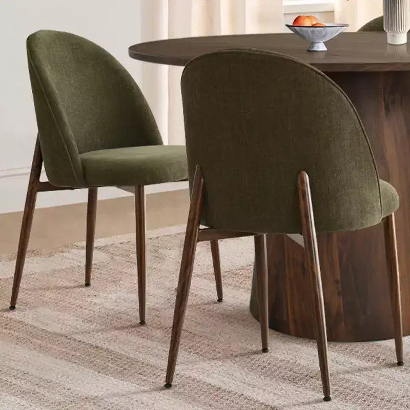 5-Piece Round Dining Set, 46 Walnut-Tone Pedestal Table and Armless Upholstered Chairs, for Breakfast Nooks-Panipeachy – Image 11