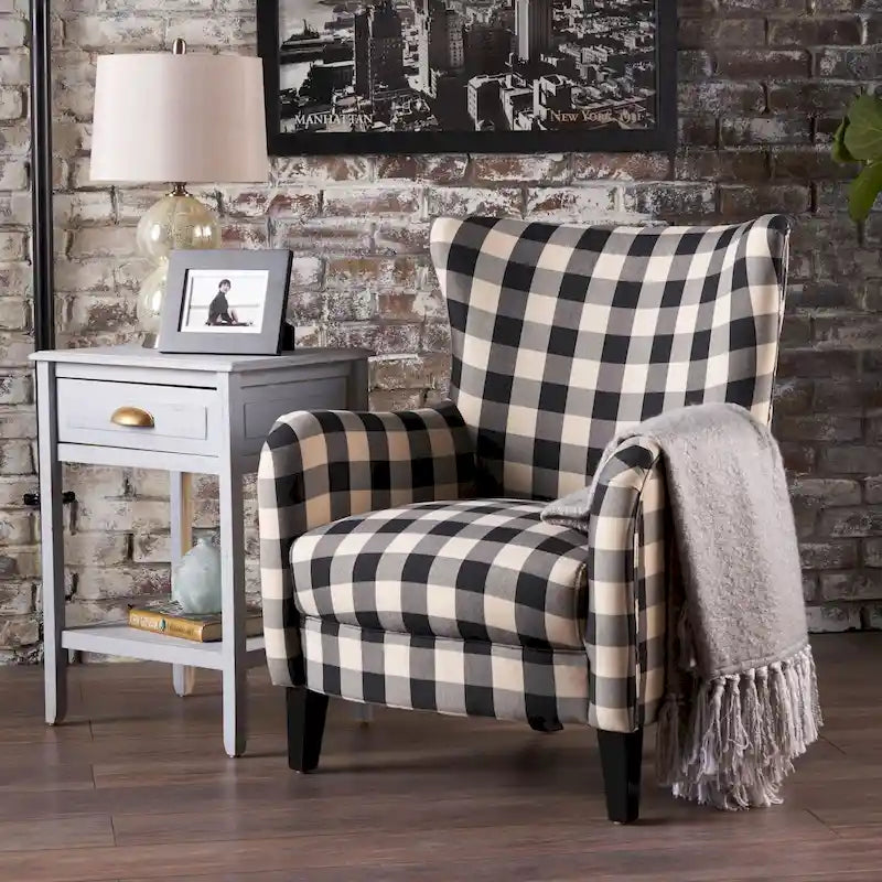 Modern Retro 30.25 High Back Upholstered Arm Chair with Wood Legs for Living Room – Image 37