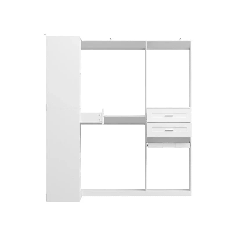 Corner Wardrobe Closet with 2 Hanging Rods, Pants Rack, and Shoe Storage Organizer Armoires – Image 14
