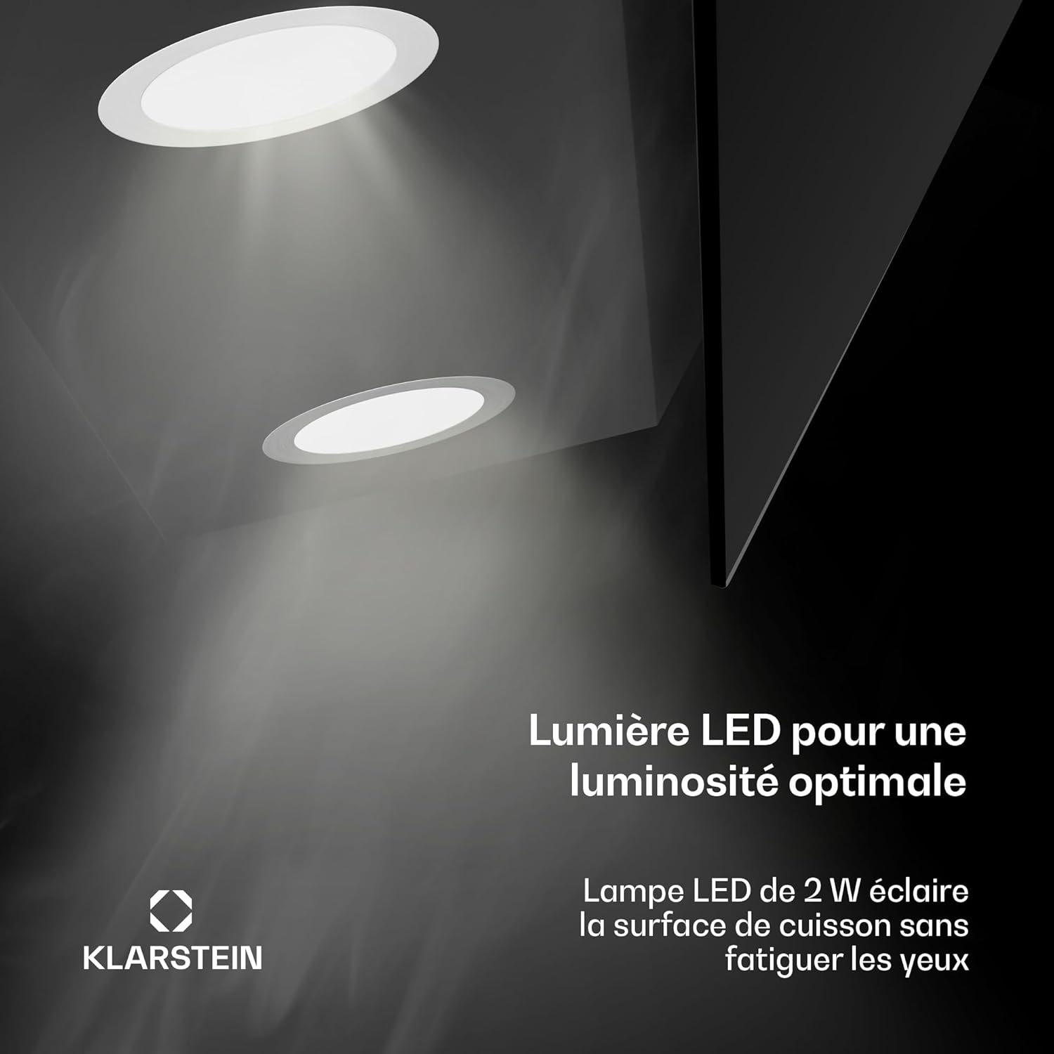 Klarstein Alina 90 Hotte Aspirante - Hotte Décorative 90 cm, Débit d'Air 600 m3/h, Énergie Classe A, Panneau Tactile, LED Multicolore, Silencieuse 63 dB, Recyclage, Noir – Image 5