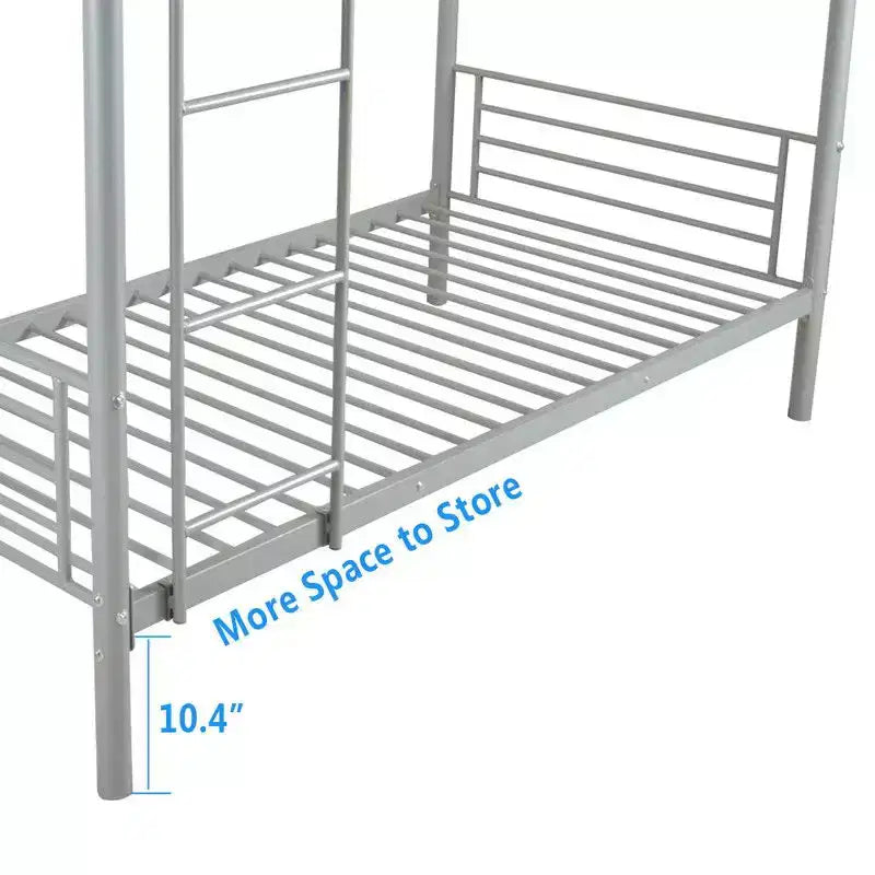 Karl Home Twin Over Twin Steel Bunk Bed Frame Ladder Bedroom Dorm Room for Kids Adult Children – Image 5