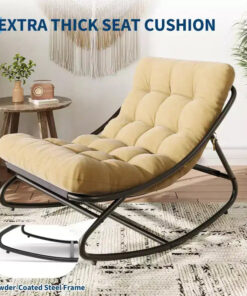 Alternative view of Oversized Rocking Chair, Heavy Duty Metal Frame, 400 LBS Capacity, Comfortable Lounge Rocker, for Porch, Garden, Living Room