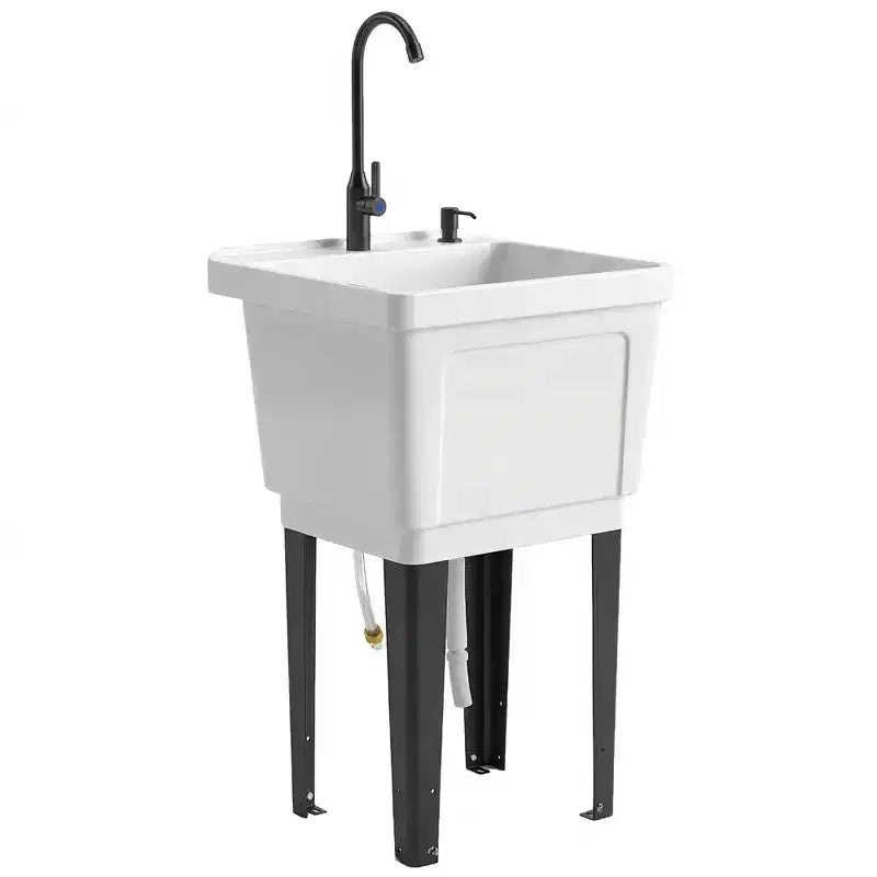 Portable Utility Sink Laundry Tub, Freestanding Laundry Sink with Faucet Soap Dispenser Hoses – Image 3