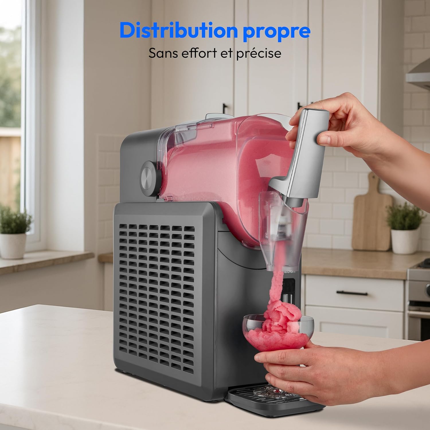 MEDION Machine à granité (boissons glacées, capacité 2,6L, réservoir 1,9L, slush machine pour boissons, 5 modes de boisson, machine a glace, préparation en 30–60min, compresseur, MD12090) – Image 6