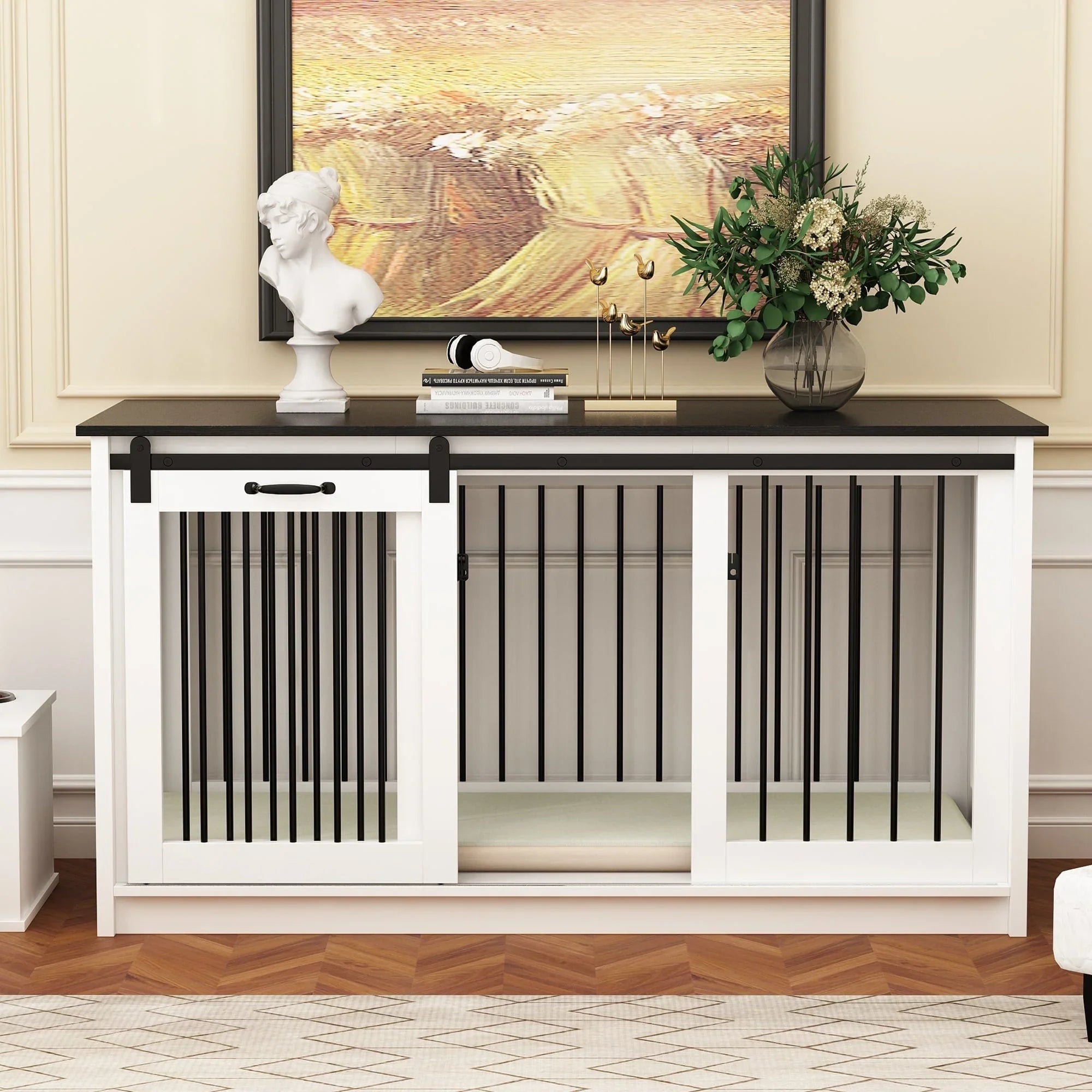 Pet Residence with Iron Tube Reinforcement Stylish & Sturdy Dog Crate – Image 31