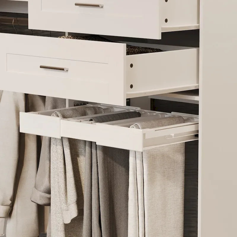 Corner Wardrobe Closet with 2 Hanging Rods, Pants Rack, and Shoe Storage Organizer Armoires – Image 10