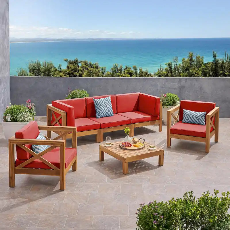 Brava Outdoor Acacia Wood 6-piece Chat Set by Christopher Knight Home – Image 11