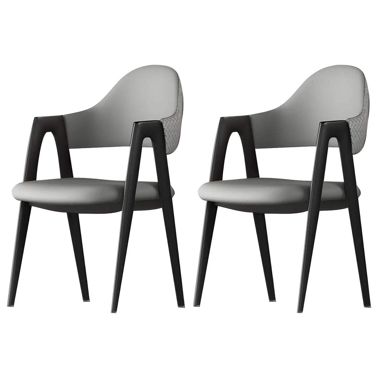 Modern Leather Curved Open Back Arm Dining Chair – Image 18