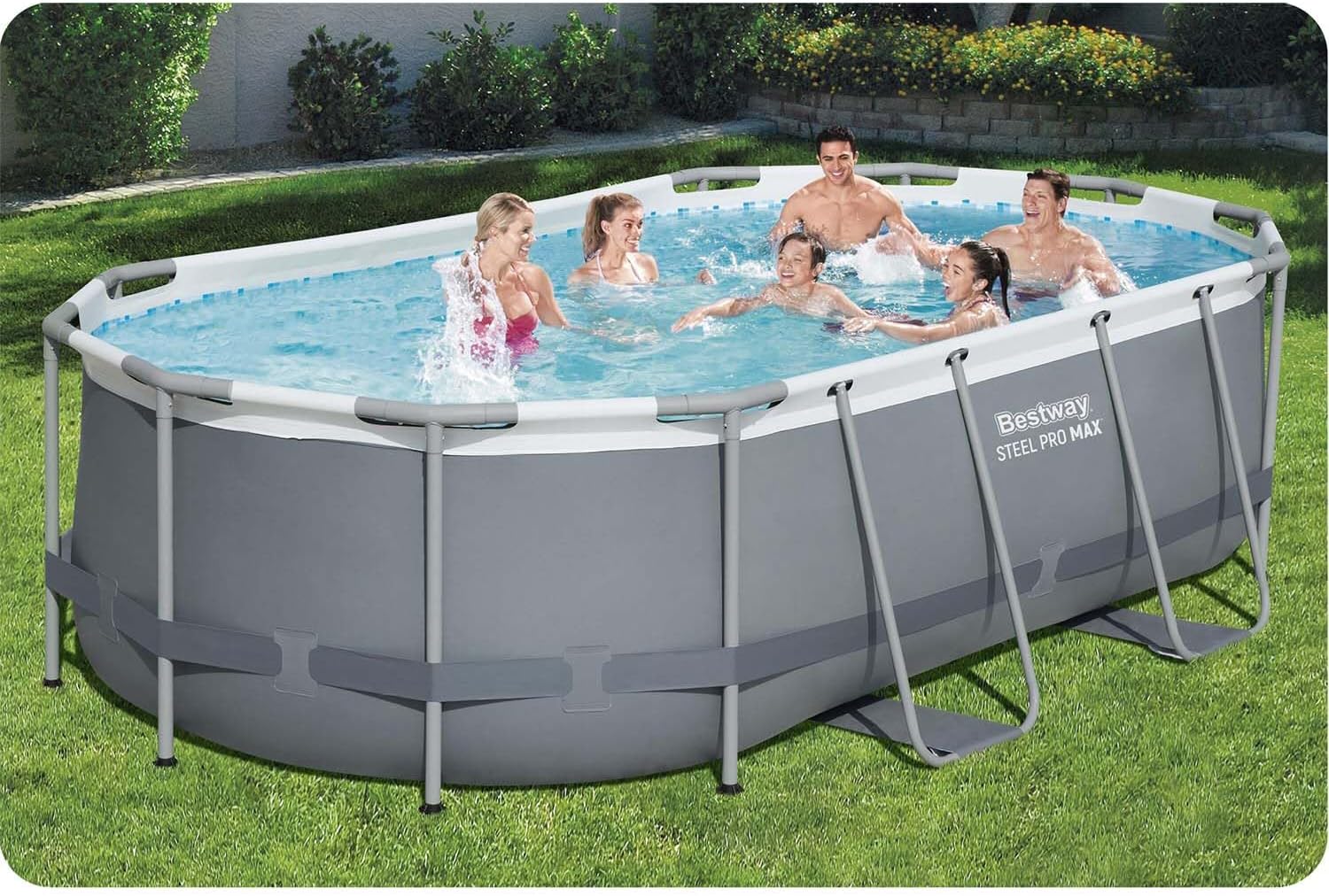 Bestway Power Steel 56088 Kit piscine avec pompe filtrante Gris ovale Bleu 427 x 250 x 100 cm – Image 4