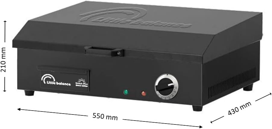 LITTLE BALANCE 8668 Snack Plus Black Edition, Plancha électrique 6-8 personnes, Plaque de cuisson acier anti-adhésive 8mm, Couvercle, 2900 W, Noir – Image 2