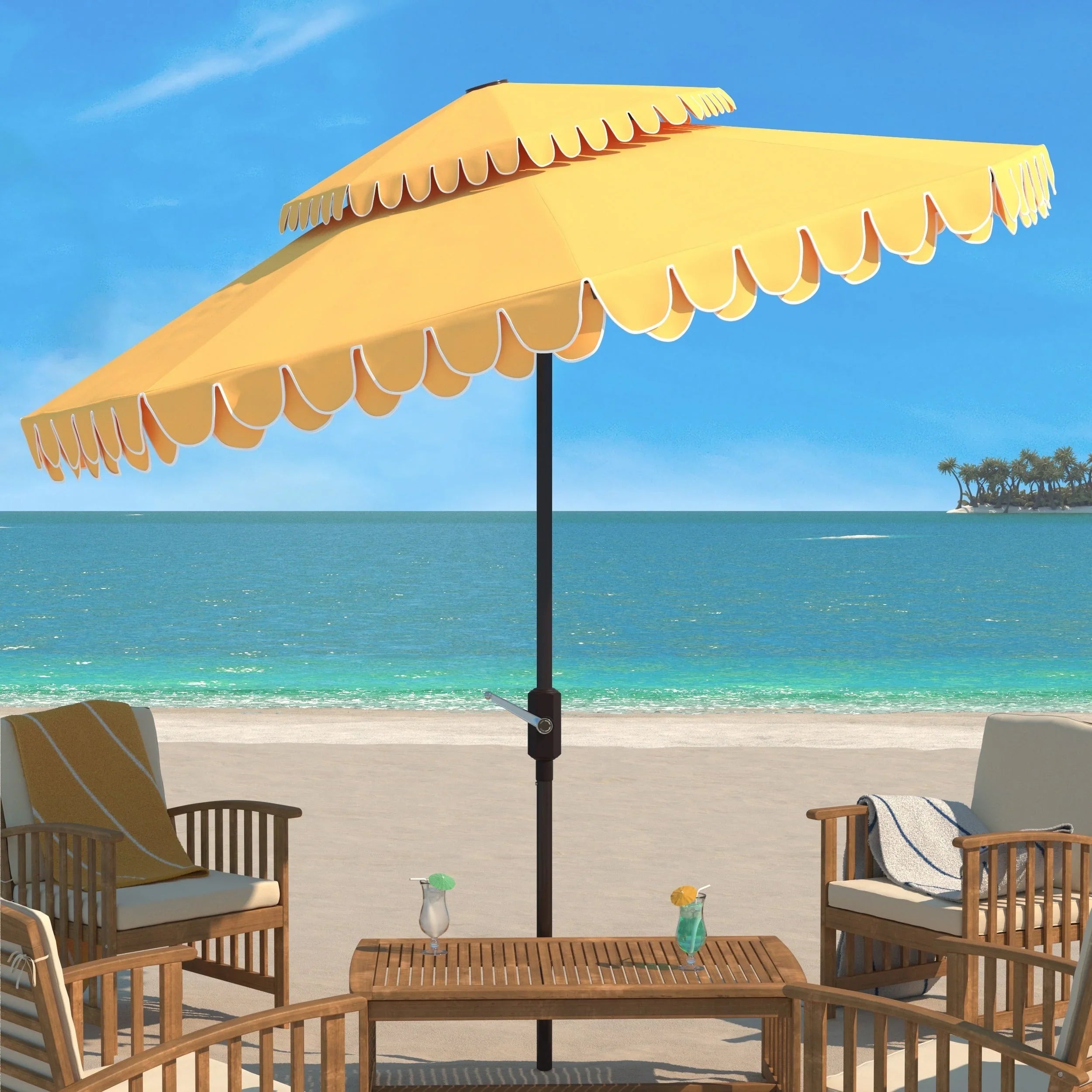 SAFAVIEH Outdoor Kjerstin Valance 9Ft Double Top Umbrella – Image 14