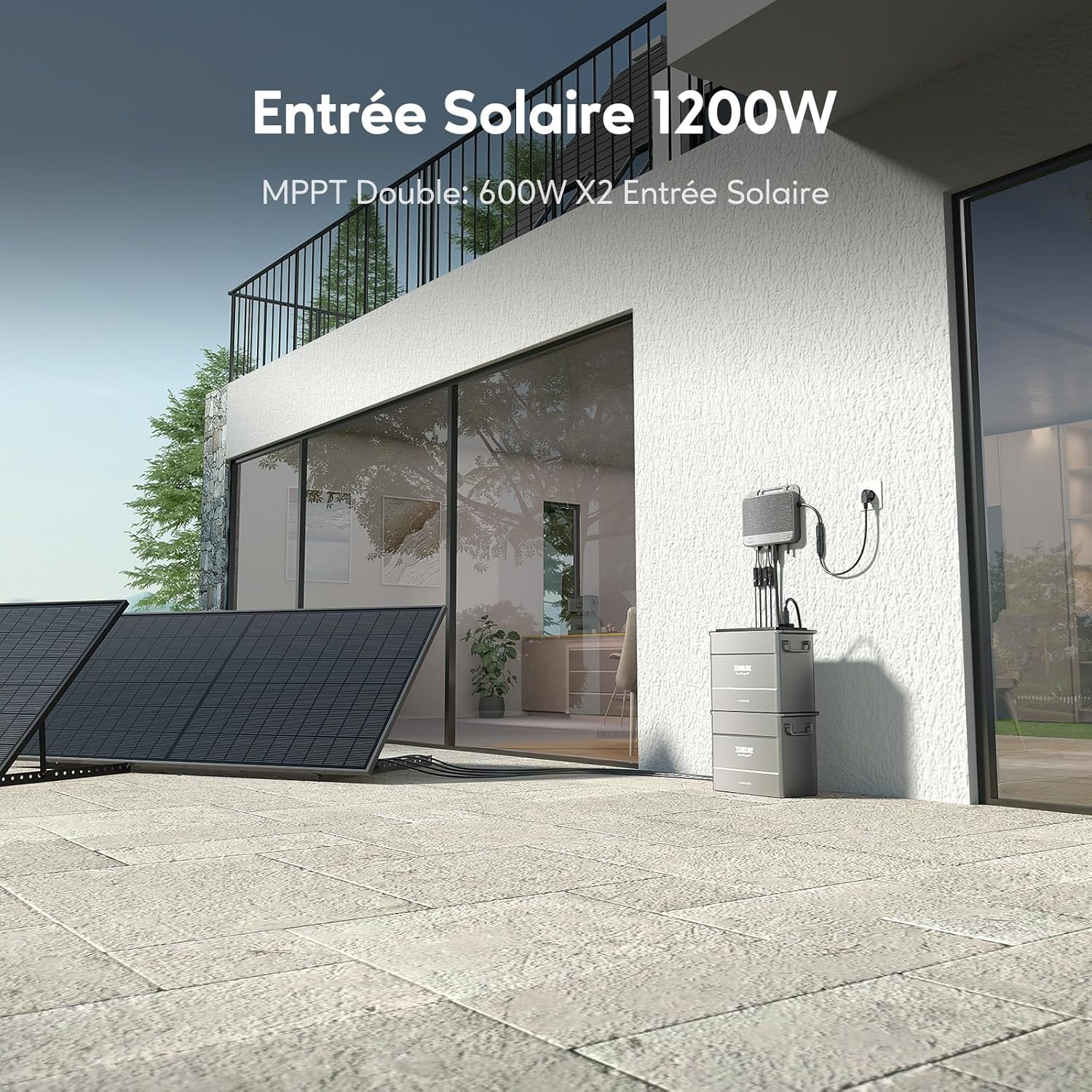 Zendure SolarFlow 800 Micro-onduleur Hybride Intelligent 1200W MPPT, Puissance AC bidirectionnelle de 800 W, avec Panneau solaire Bi-facial 1118W, avec AB2000X Batteries (Installation Facile) – Image 2