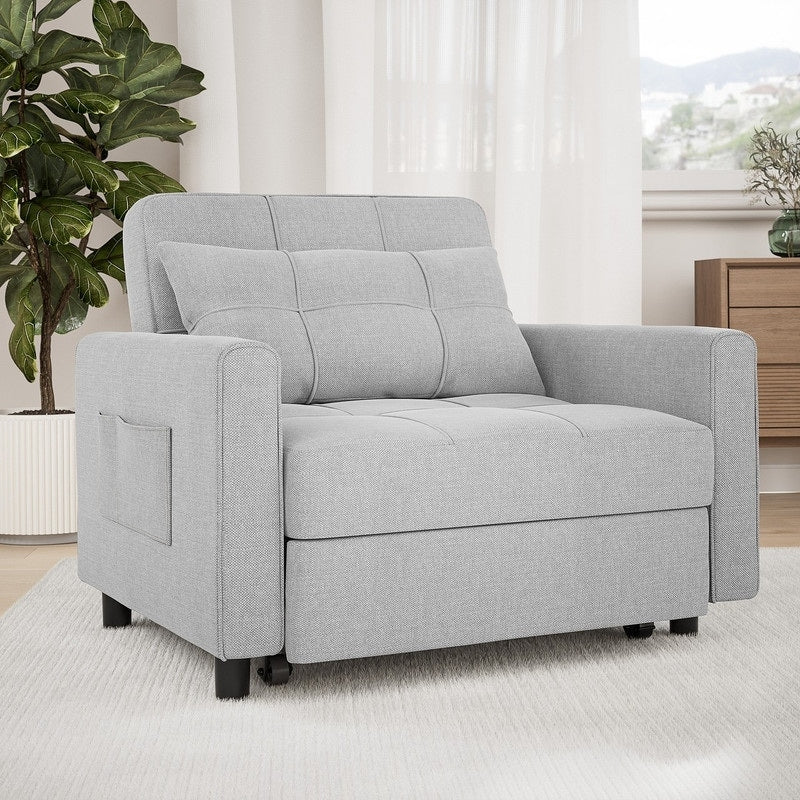 3-in-1 Adjustable Sleeper Sofa Bed, Pull Out Chair Sofa, Convertible Folding Bed for Living Room – Image 42