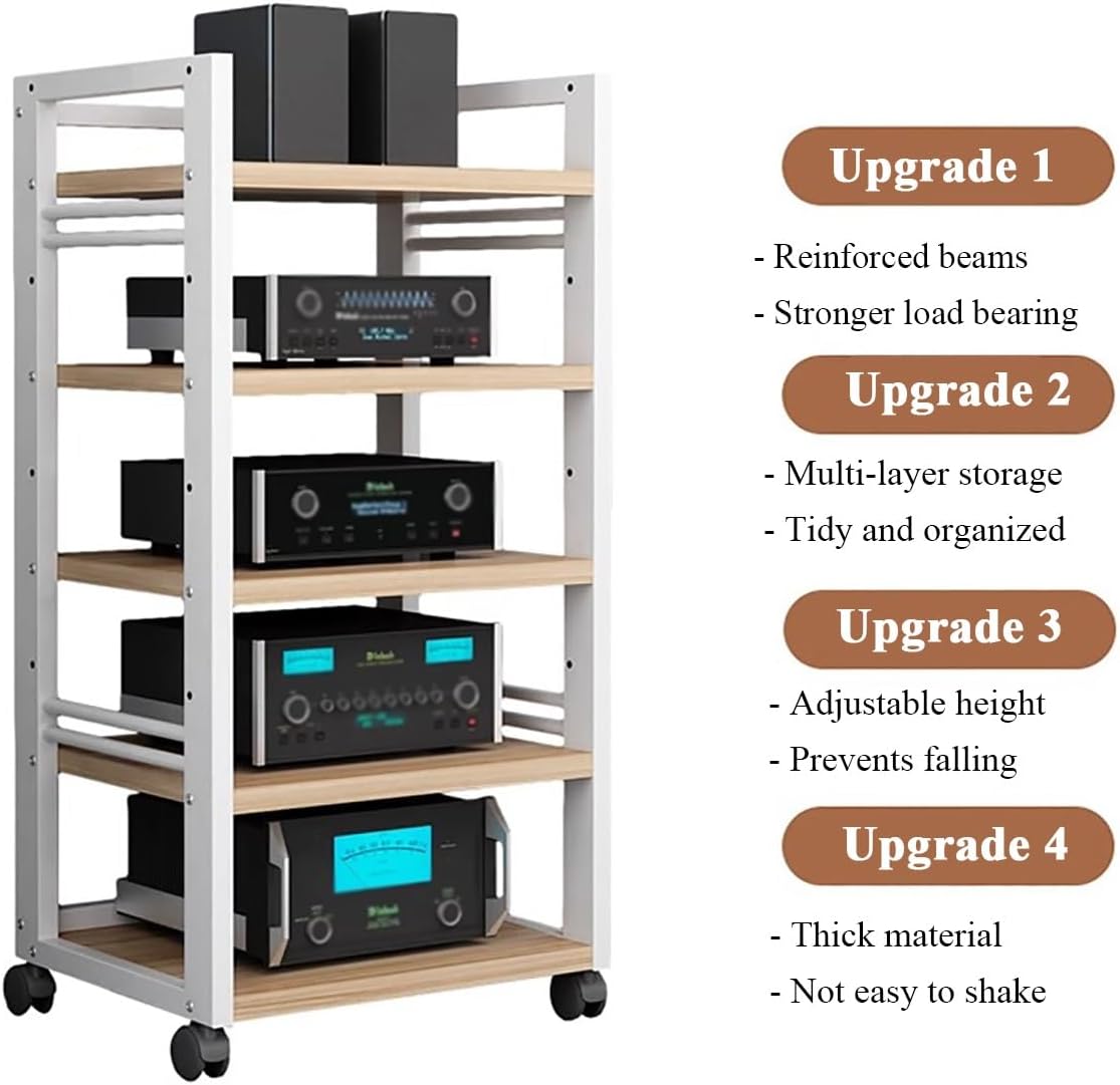 meuble chaine hifi Armoire De Composants Audio/vidéo À 4/5 Niveaux, Armoire AV Moderne, Support De Stockage De Composants Stéréo De Divertissement, Unité Multimédia Robuste For Tourne-disque For Les J – Image 3