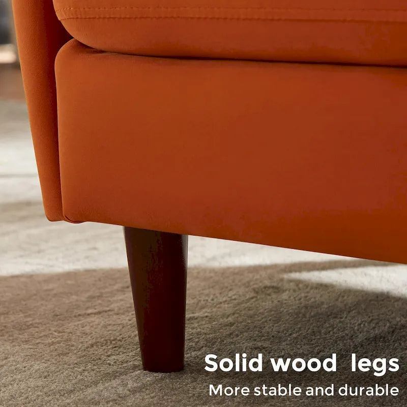 28.34W Set Of 2 Accent Armchair, Velvet Barrel Chair with Solid Wood Legs – Image 6