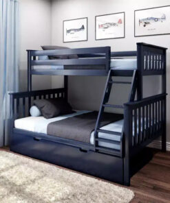 Alternative view of Max & Lily Solid Wood Bunk Bed, Twin over Full with Storage Trundle and Ladder for Kids
