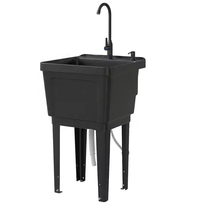Portable Utility Sink Laundry Tub, Freestanding Laundry Sink with Faucet Soap Dispenser Hoses – Image 5