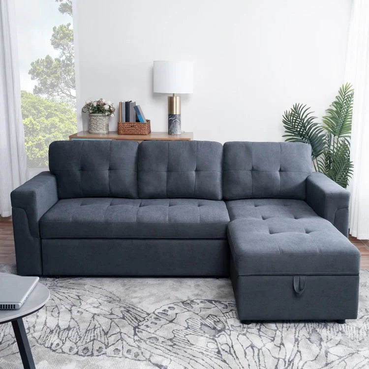 Convertible Reversible Sectional Sofa with Pull-Out Sleeper Bed, Hidden Storage Chaise, and Durable Legs – Image 133