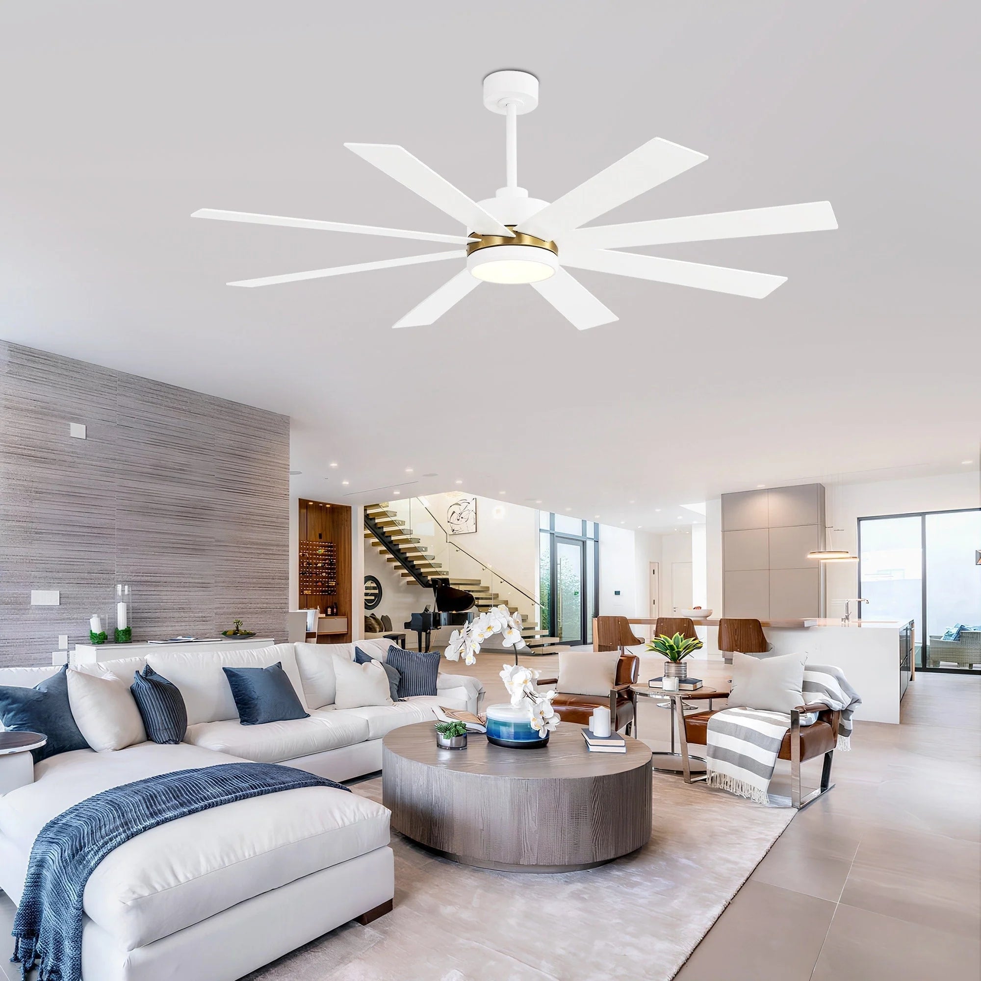 65 Inch 8-Blade Black LED Ceiling Fan with Light and Remote – Image 5