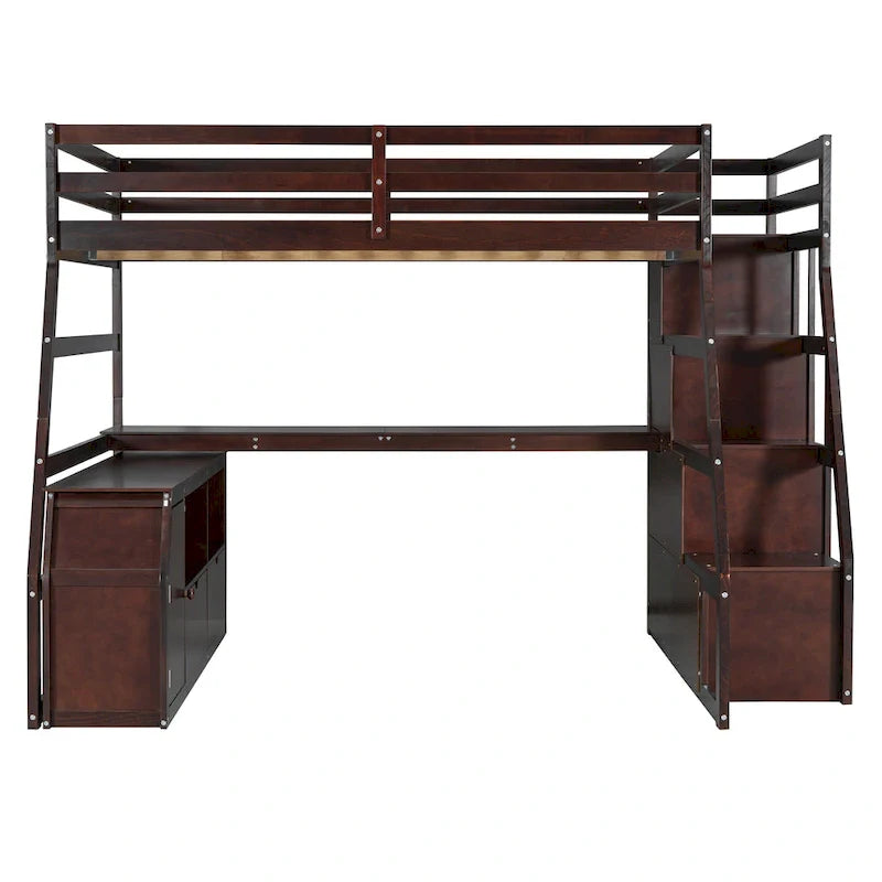 Full Pine Loft Bed with Desk and Storage – Image 7