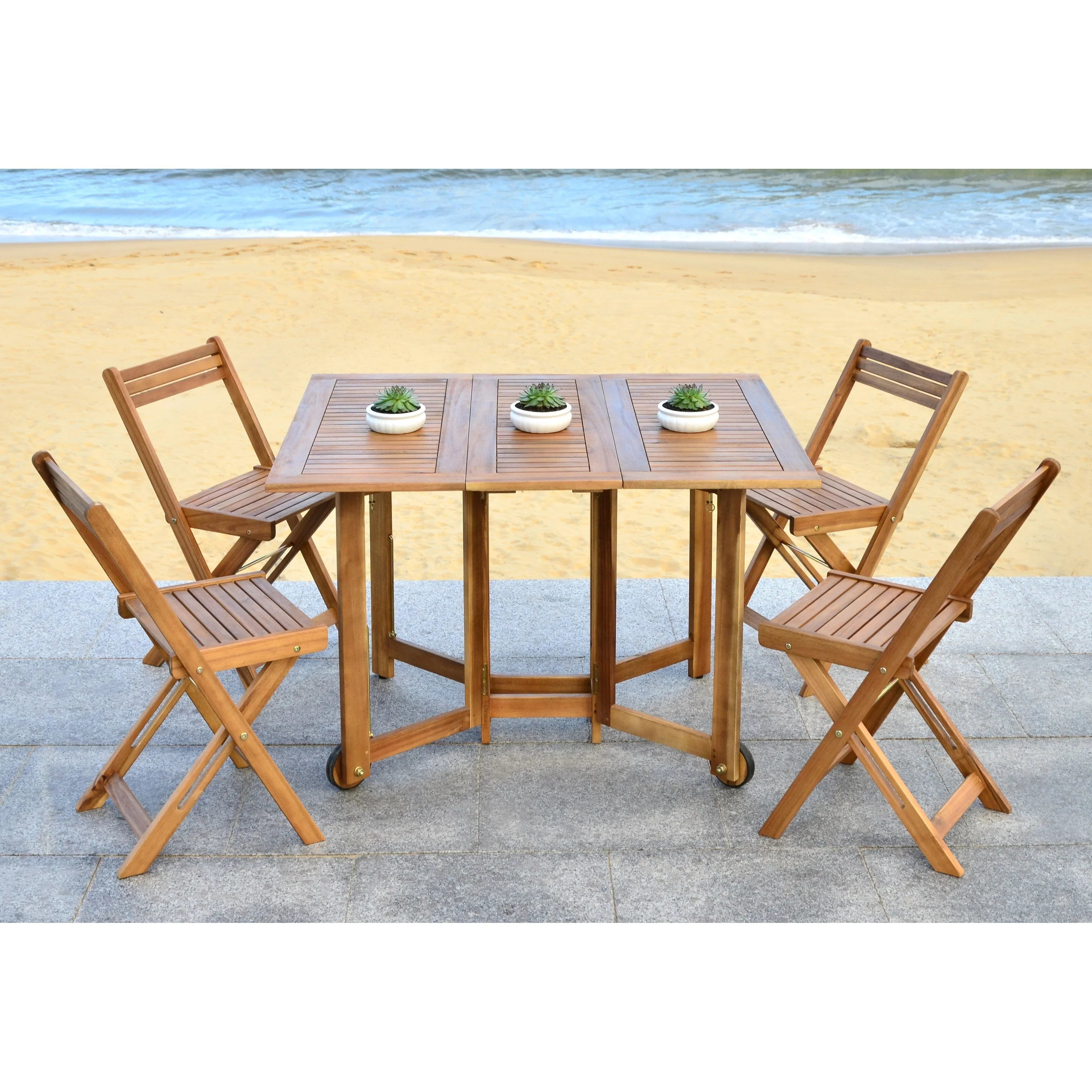 SAFAVIEH Outdoor Brandy 5-Piece Outdoor Dining Table Set - 43Wx35Dx29H – Image 21