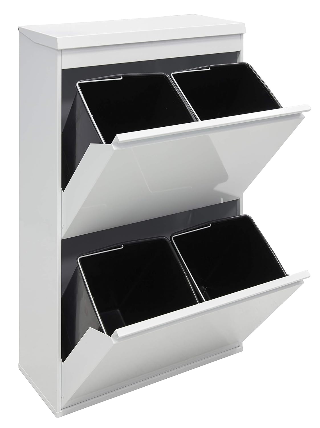 ARREGUI Top CR621-B Poubelle de recyclage en acier, poubelle de tri sélectif, 4 seaux, avec plateau supérieur multifonction, 4 x 17 L (68 L), blanc – Image 8