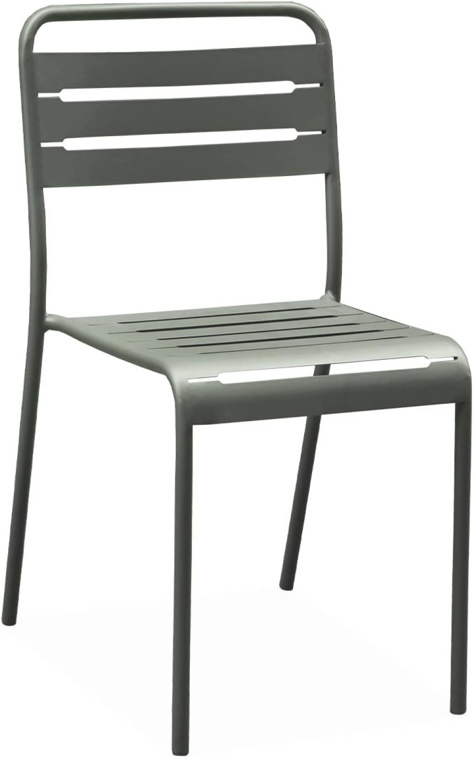 sweeek - Table de Jardin métal + 4 assises Anthracite en Kaki. Amelia. 120x70xH72.5cm – Image 6
