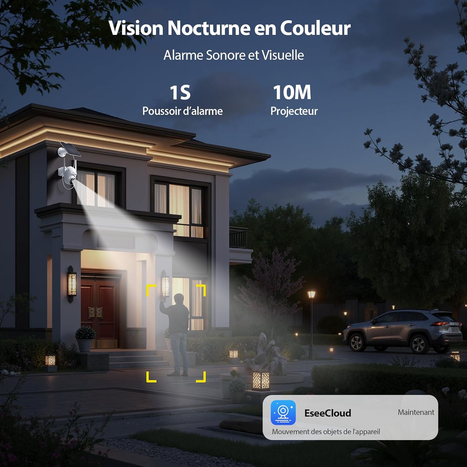 2K Camera Surveillance WiFi Exterieure Solaire, Kit 4 Caméras avec Homebase, Zéro Frais, PTZ 360°, Stockage Local 64G, 4MP Caméra sans Fil avec Détection Mouvement PIR, Vision Nocturne – Image 7