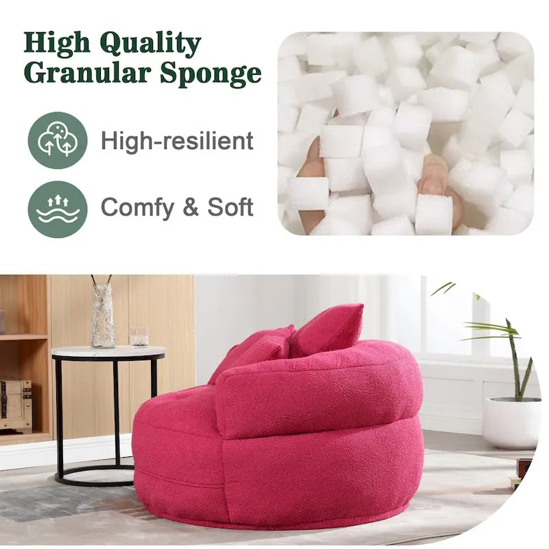 Round Lazy Sofa Chair – White/Blue/Grey/Yellow/Orange/Rose Red/Navy/Green, Single & Couple Seat – Image 45
