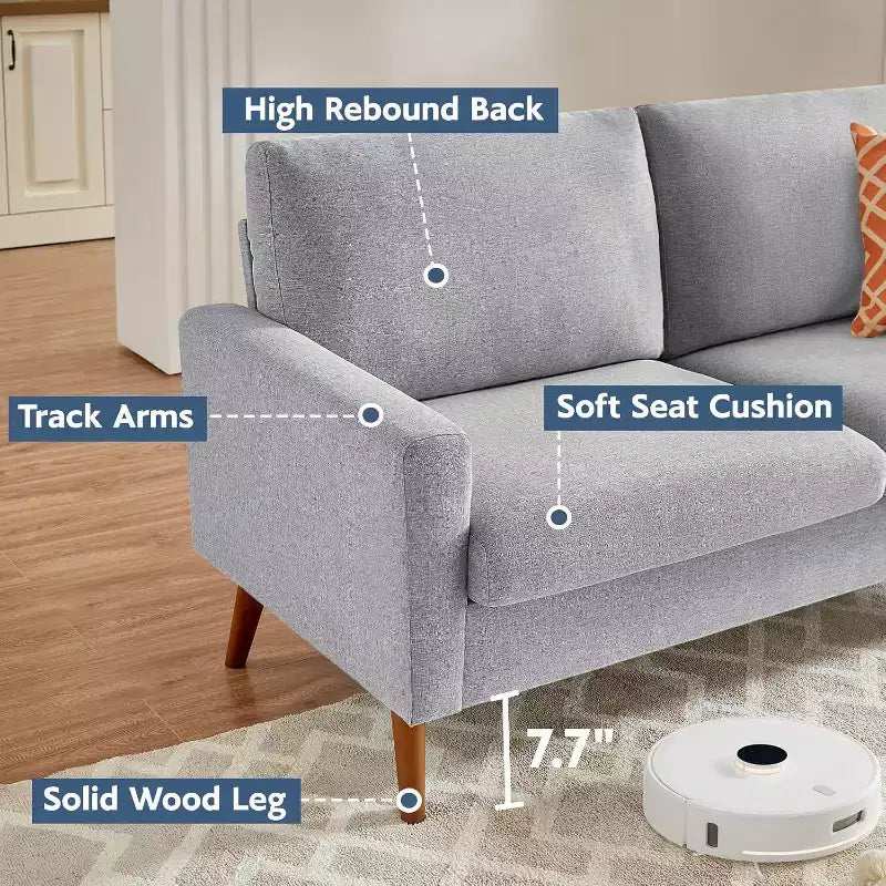 68 Loveseat Sofa Comfy Couch,Modern Loveseat Couches for Living Room/Bedroom,Comfy Sofa with Spring Cushion,Solid Wood,Tool-Free Assembly – Image 28