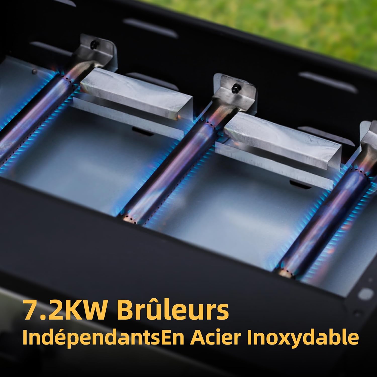 BIGHORN Plancha gaz de 3 brûleurs avec chariot et couvercle;7.2kw – Image 7
