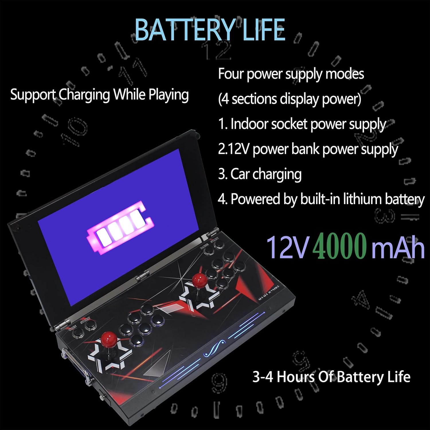 26800 en 1 Portable Arcade Game Console Portable 17.5 Pouces Écran HD Double Joueurs 3D Box DX, Rétro Video Game Machine Recherche/Cacher/Enregistrer/Charger/Pause Jeux – Image 4