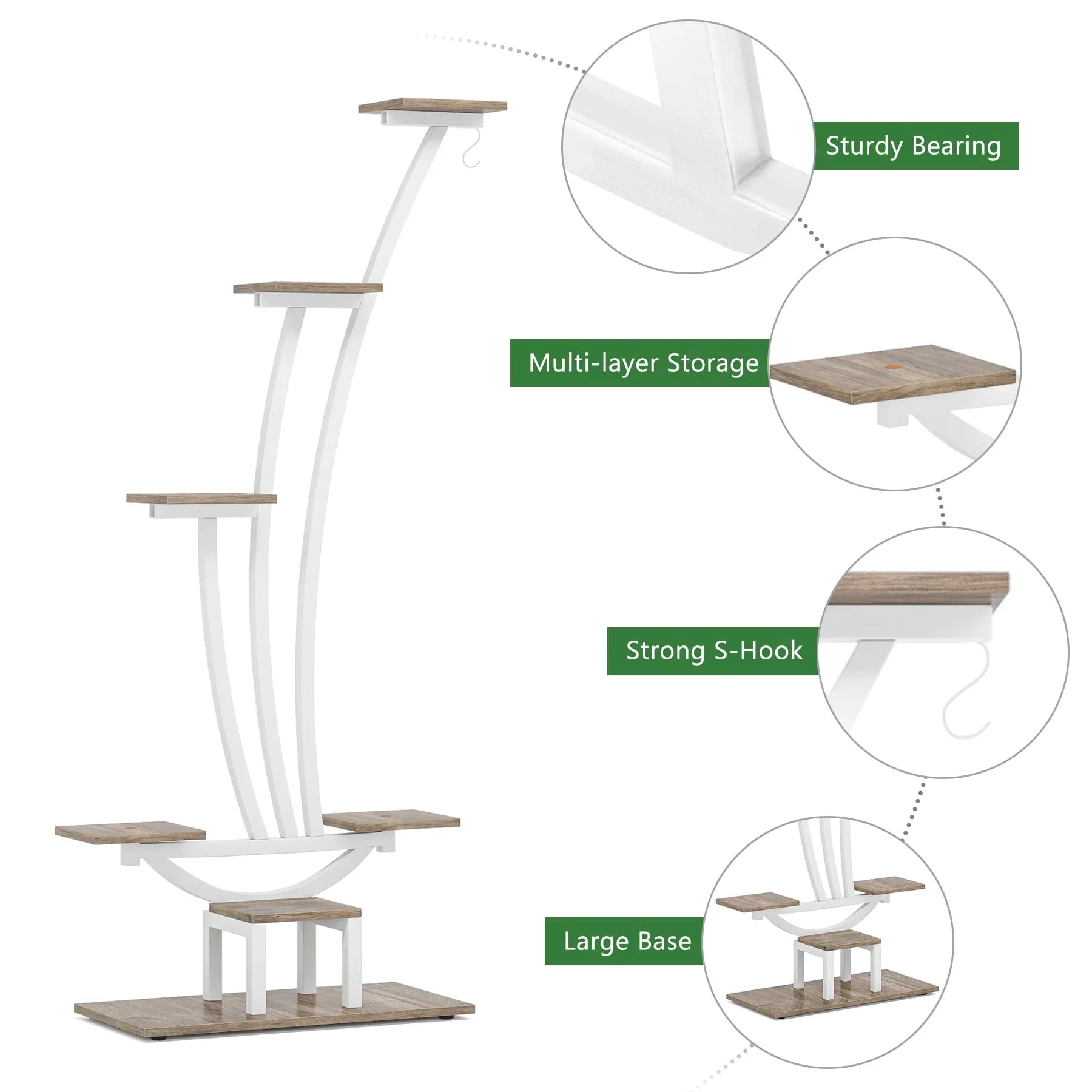 Indoor Plant Stand, 6-Tier Flower Rack for Home Garden- Set of 2 – Image 15
