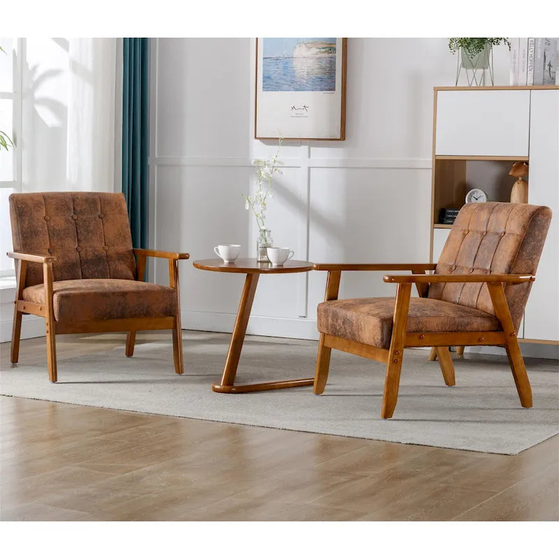 Mid Century Modern Accent Chairs Set of 2 with Side Table – Image 13