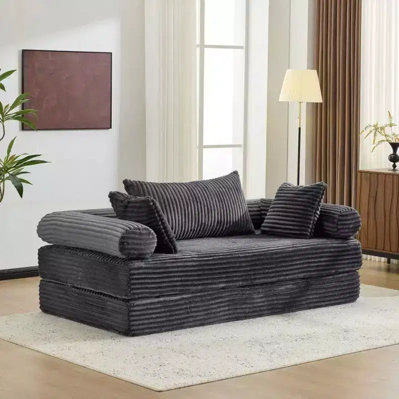 Dark Gray / Gray / Green / Sea Blue Corduroy Convertible Sleeper Sofa Bed, 2-Seater – Image 31