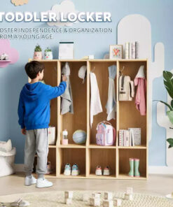 Alternative view of Classroom Coat Locker, 4-Section Cubby Storage Organizer with 8 Hooks, for Home, School, Nursery, Kindergarten